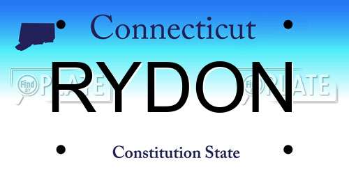 RYDON Connecticut License Plate