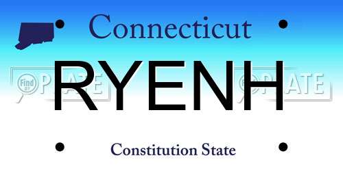 RYENH Connecticut License Plate