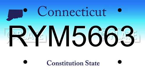 RYM5663 Connecticut License Plate