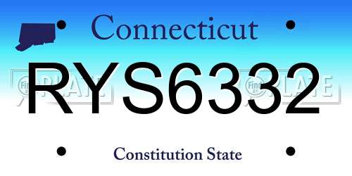 RYS6332 Connecticut License Plate