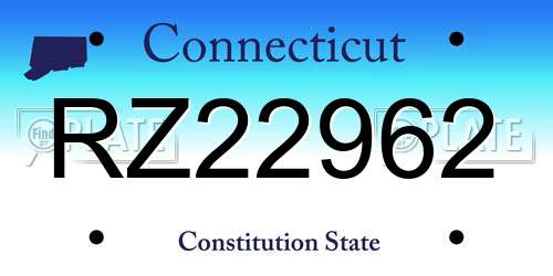 RZ22962 Connecticut License Plate