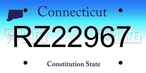 RZ22967 Connecticut License Plate