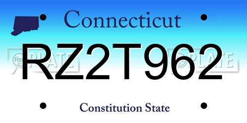 RZ2T962 Connecticut License Plate