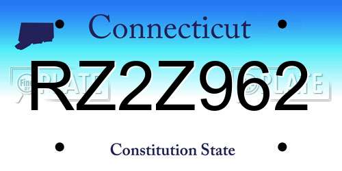 RZ2Z962 Connecticut License Plate