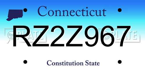 RZ2Z967 Connecticut License Plate