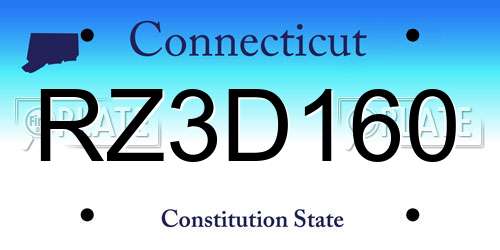 RZ3D160 Connecticut License Plate