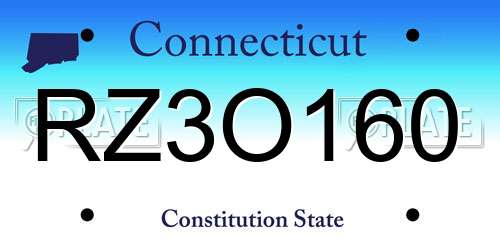 RZ3O160 Connecticut License Plate