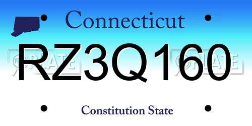 RZ3Q160 Connecticut License Plate