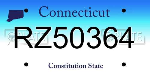 RZ50364 Connecticut License Plate
