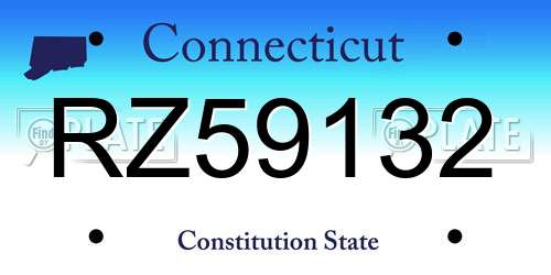 RZ59132 Connecticut License Plate