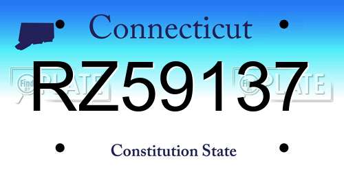 RZ59137 Connecticut License Plate