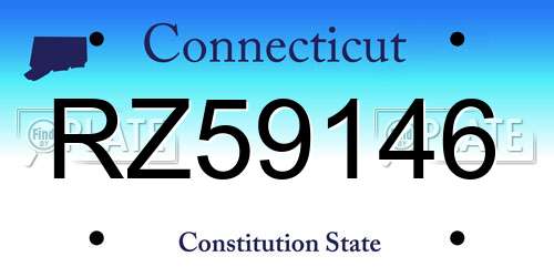 RZ59146 Connecticut License Plate