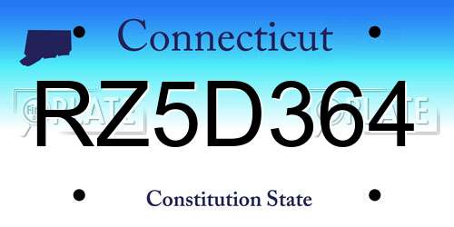 RZ5D364 Connecticut License Plate