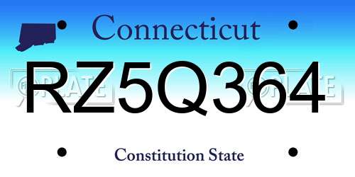 RZ5Q364 Connecticut License Plate