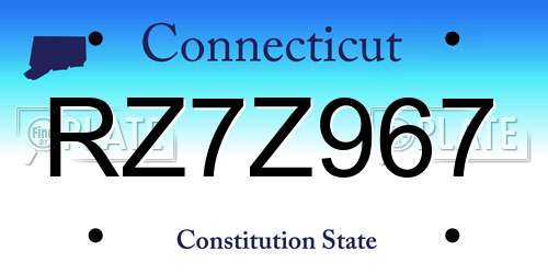 RZ7Z967 Connecticut License Plate