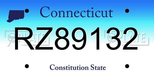 RZ89132 Connecticut License Plate
