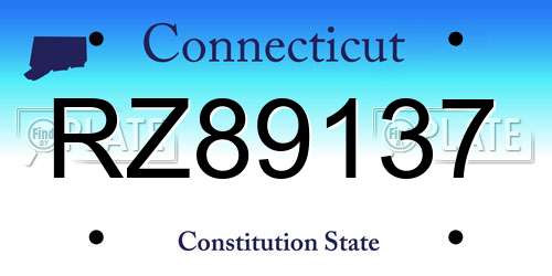 RZ89137 Connecticut License Plate