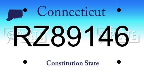 RZ89146 Connecticut License Plate