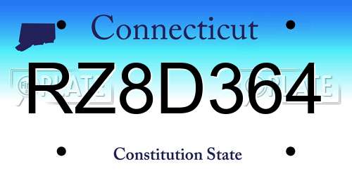 RZ8D364 Connecticut License Plate
