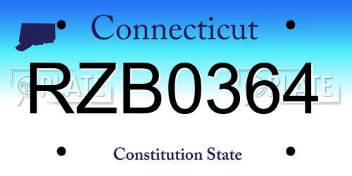 RZB0364 Connecticut License Plate