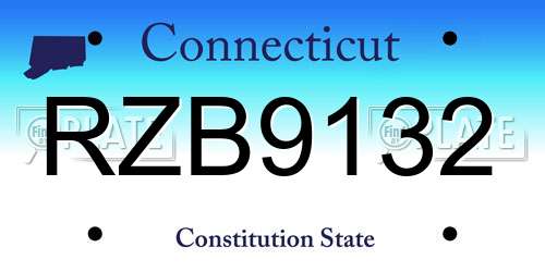 RZB9132 Connecticut License Plate