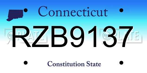 RZB9137 Connecticut License Plate