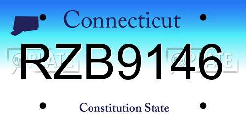 RZB9146 Connecticut License Plate
