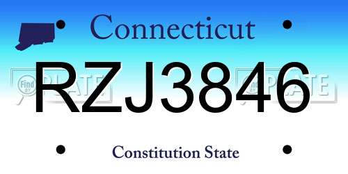 RZJ3846 Connecticut License Plate