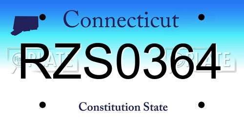 RZS0364 Connecticut License Plate