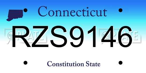 RZS9146 Connecticut License Plate
