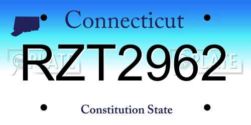 RZT2962 Connecticut License Plate