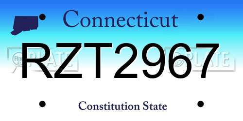 RZT2967 Connecticut License Plate