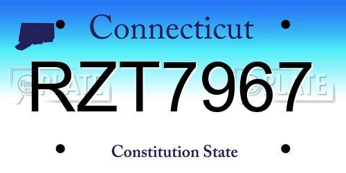 RZT7967 Connecticut License Plate
