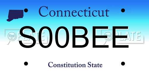 S00BEE Connecticut License Plate