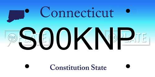 S00KNP Connecticut License Plate
