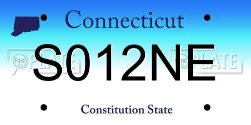 S012NE Connecticut License Plate