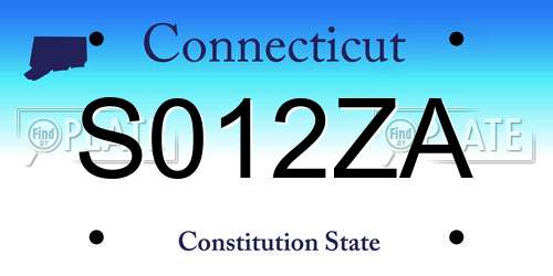 S012ZA Connecticut License Plate