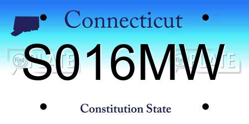 S016MW Connecticut License Plate