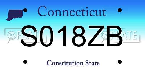 S018ZB Connecticut License Plate