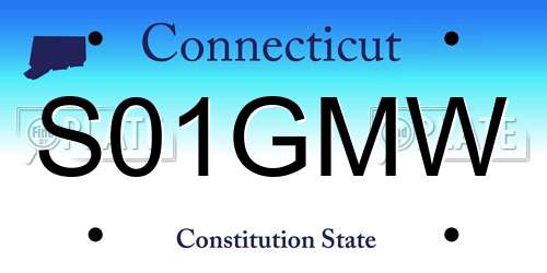 S01GMW Connecticut License Plate