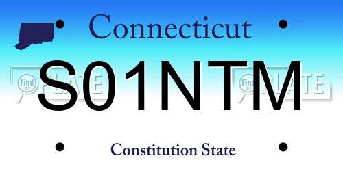 S01NTM Connecticut License Plate