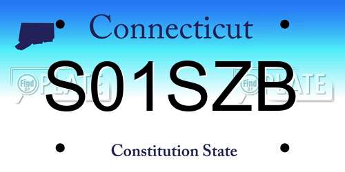 S01SZB Connecticut License Plate
