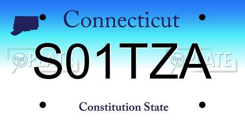 S01TZA Connecticut License Plate