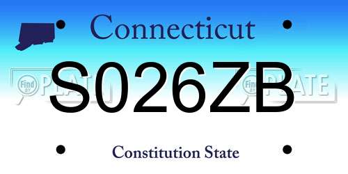 S026ZB Connecticut License Plate