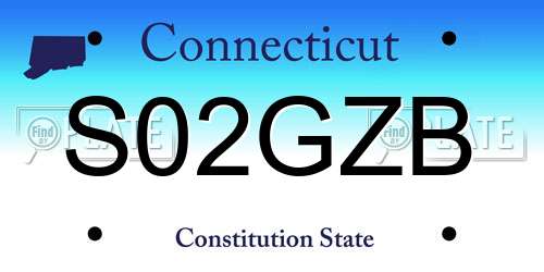 S02GZB Connecticut License Plate