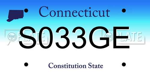 S033GE Connecticut License Plate