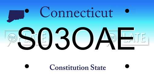 S03OAE Connecticut License Plate