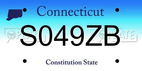 S049ZB Connecticut License Plate