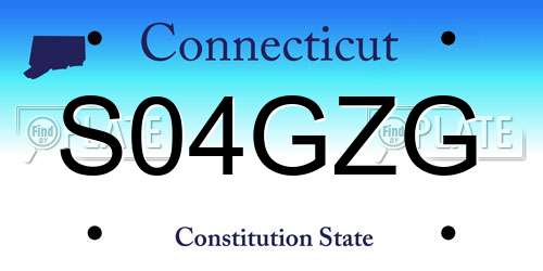 S04GZG Connecticut License Plate