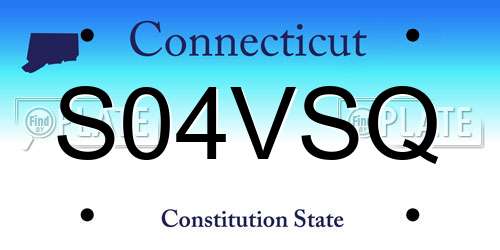 S04VSQ Connecticut License Plate